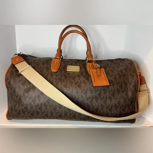 Michael Kors Dark Brown Monogram Duffel Bag Weekender - Picture 3 of 16